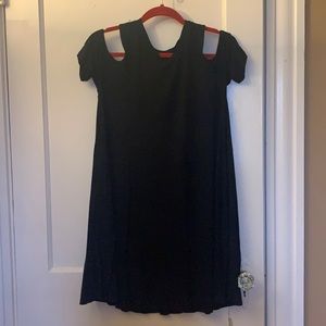 Jolie short black maternity cold shoulder dress